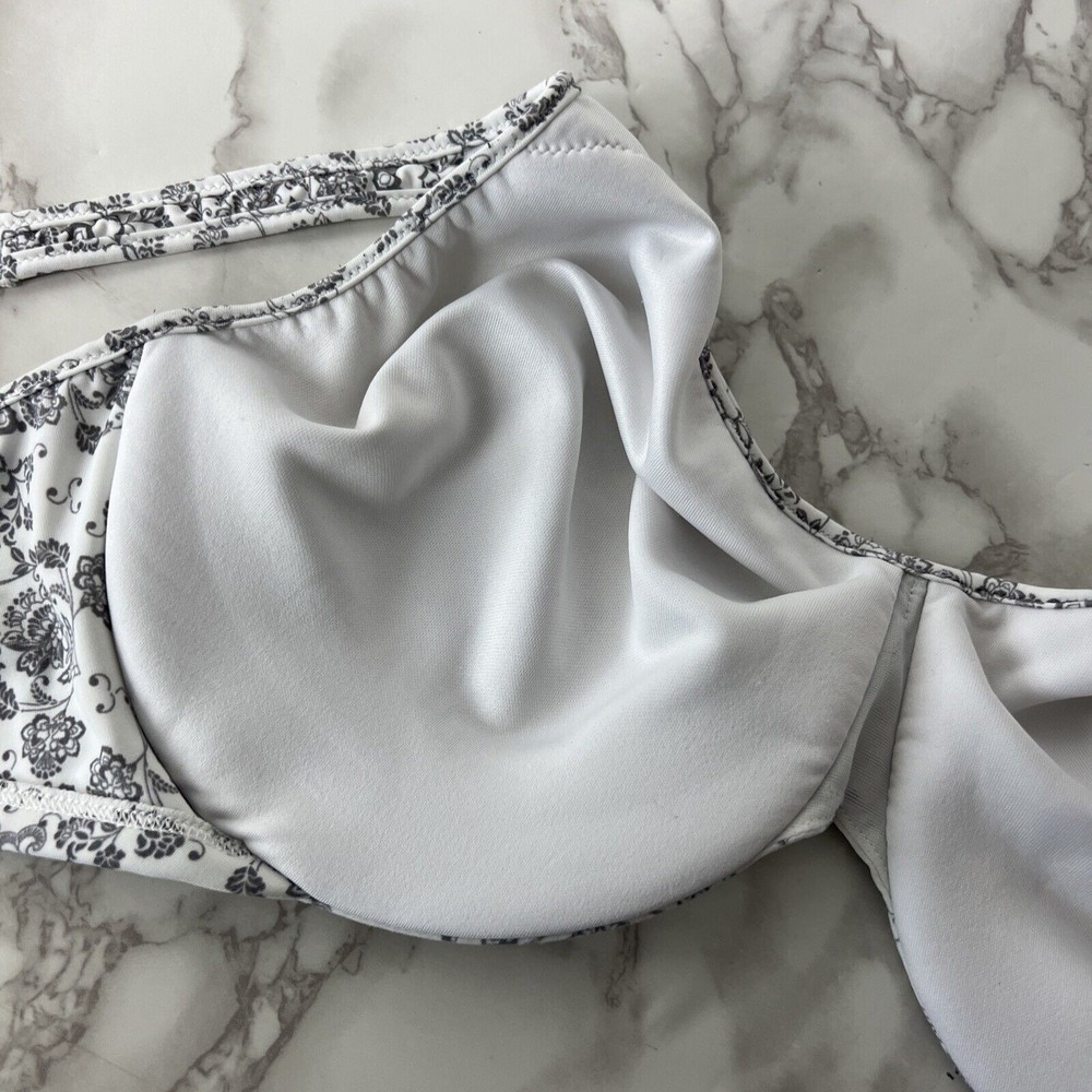 Bali Bra Women 38DD Black White Floral Print Wired Unpadded - Picture 4 of 13